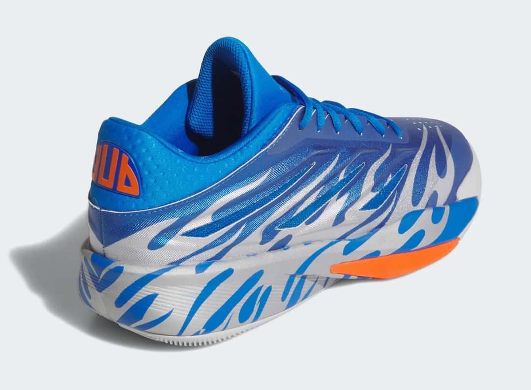 Talón de la adidas Crazy Energy Flames con el logo DUB de Jalen Williams en naranja