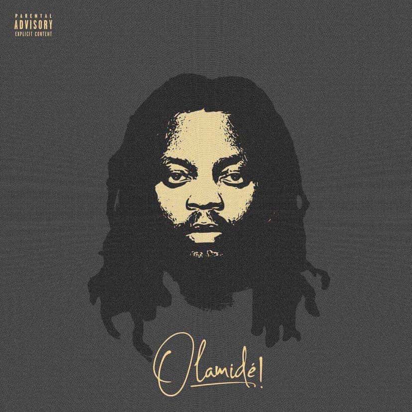 Portada de «Olamidé», el disco de 2025 de Olamide: un retrato ilustrado del rapper con rastas en tonos dorados sobre fondo gris, con su nombre escrito en cursiva