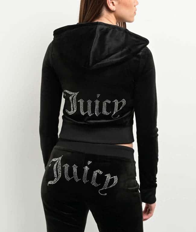Juicy Couture OG Big Bling Licorice Velour Zip Hoodie