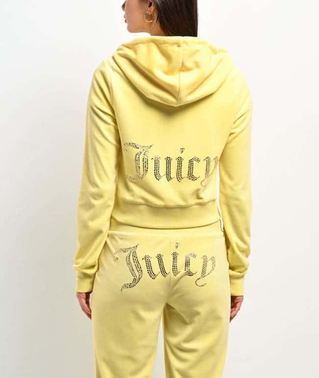 Juicy Couture OG Big Bling Yellow Iris Velour Zip Hoodie
