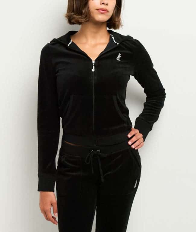 Juicy Couture Scottie Dog Black Cotton Velour Zip Hoodie