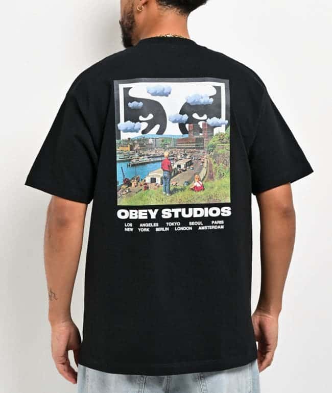 Obey Sky Face Black Heavyweight T-Shirt