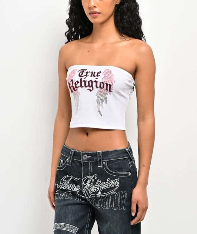 True Religion Crystal Wing White Tube Top