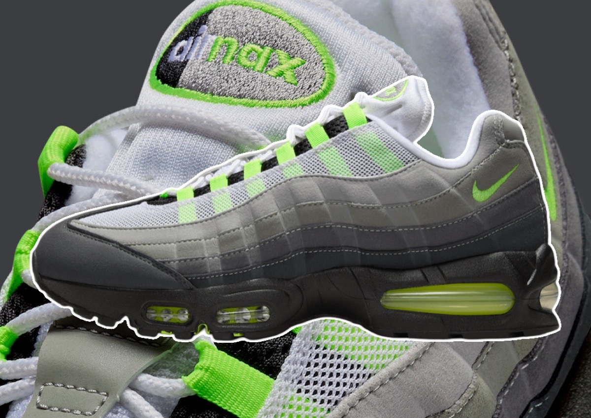 Nike Air Max 95 OG Neon en colorway Black/Neon Yellow-Cool Grey vista lateral